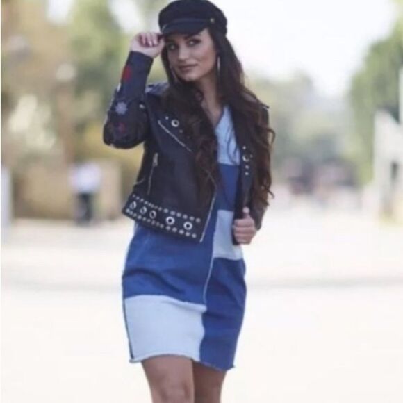 EUC Nanette Lapore Denim Patchwork Dress(size Small) - Picture 2 of 9